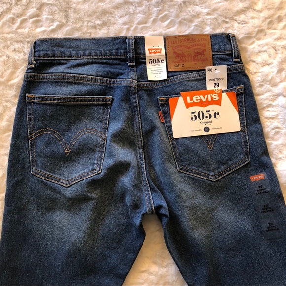 NEW Levi’s Orange Tab 505c Blue Cheer Crop Jeans - Picture 5 of 7